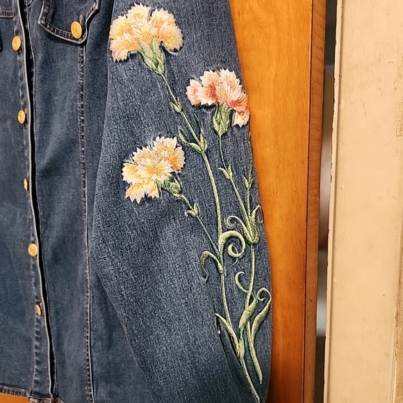 BOB MACKIE Wearable Art Vintage Embroidered Women's Designer Denim Shirt Small - Picture 5 of 12